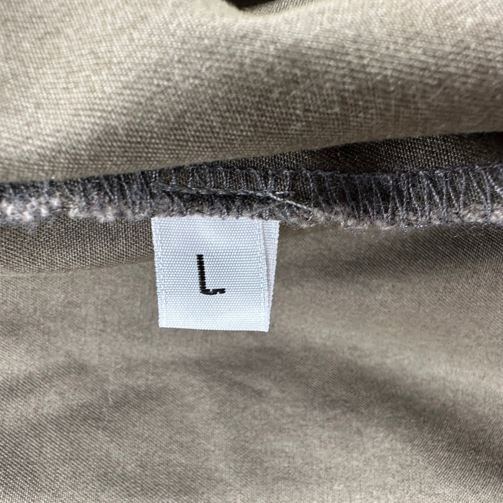 VITAMIN Utility Jacket Top Olive Green Button Front 3/4 Sleeve Asymmetric Size L - Picture 7 of 8